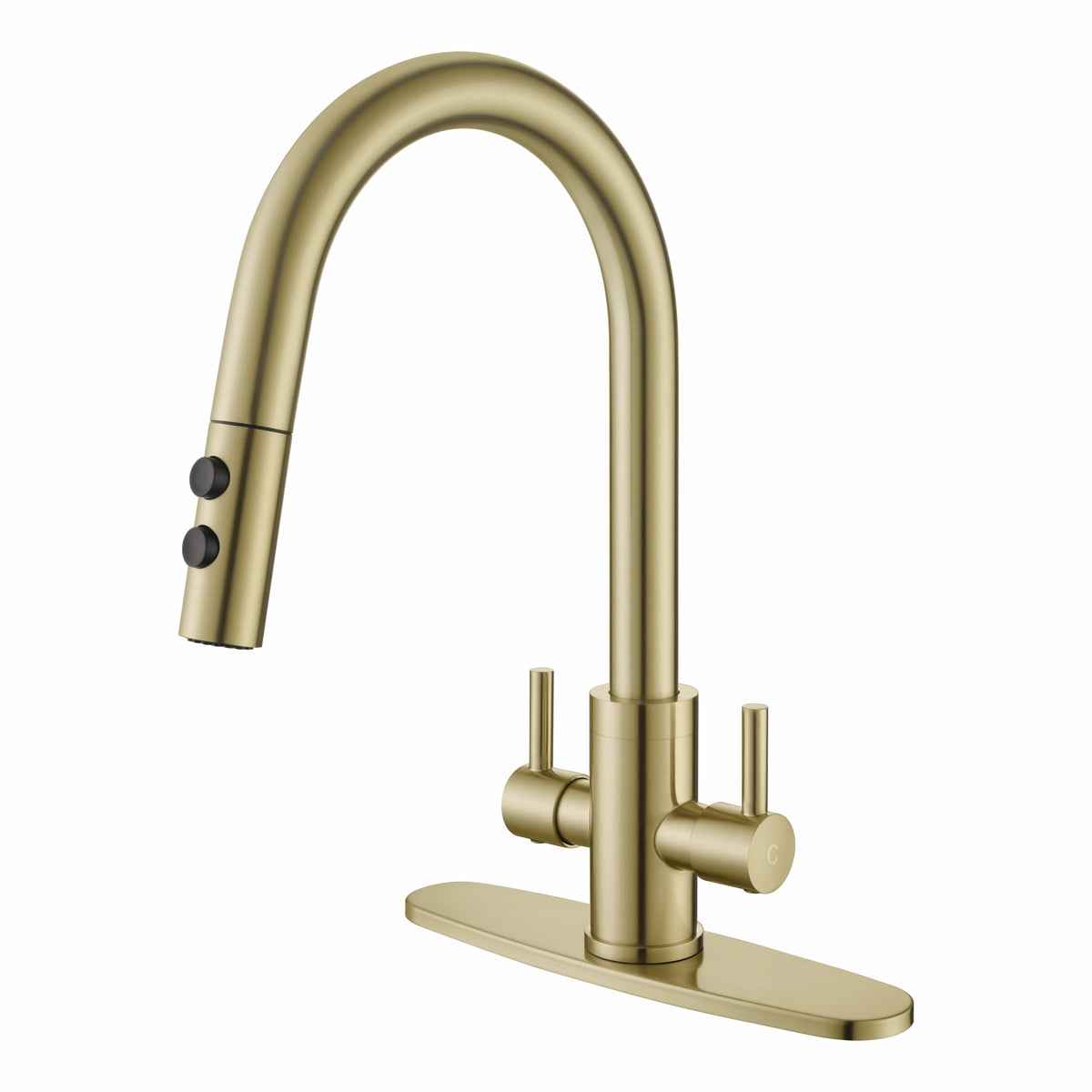 Kitchen Faucet, Two Handles Sink Faucet with Sprayer, Stainless Steel, Brushed Nickel, PB1045