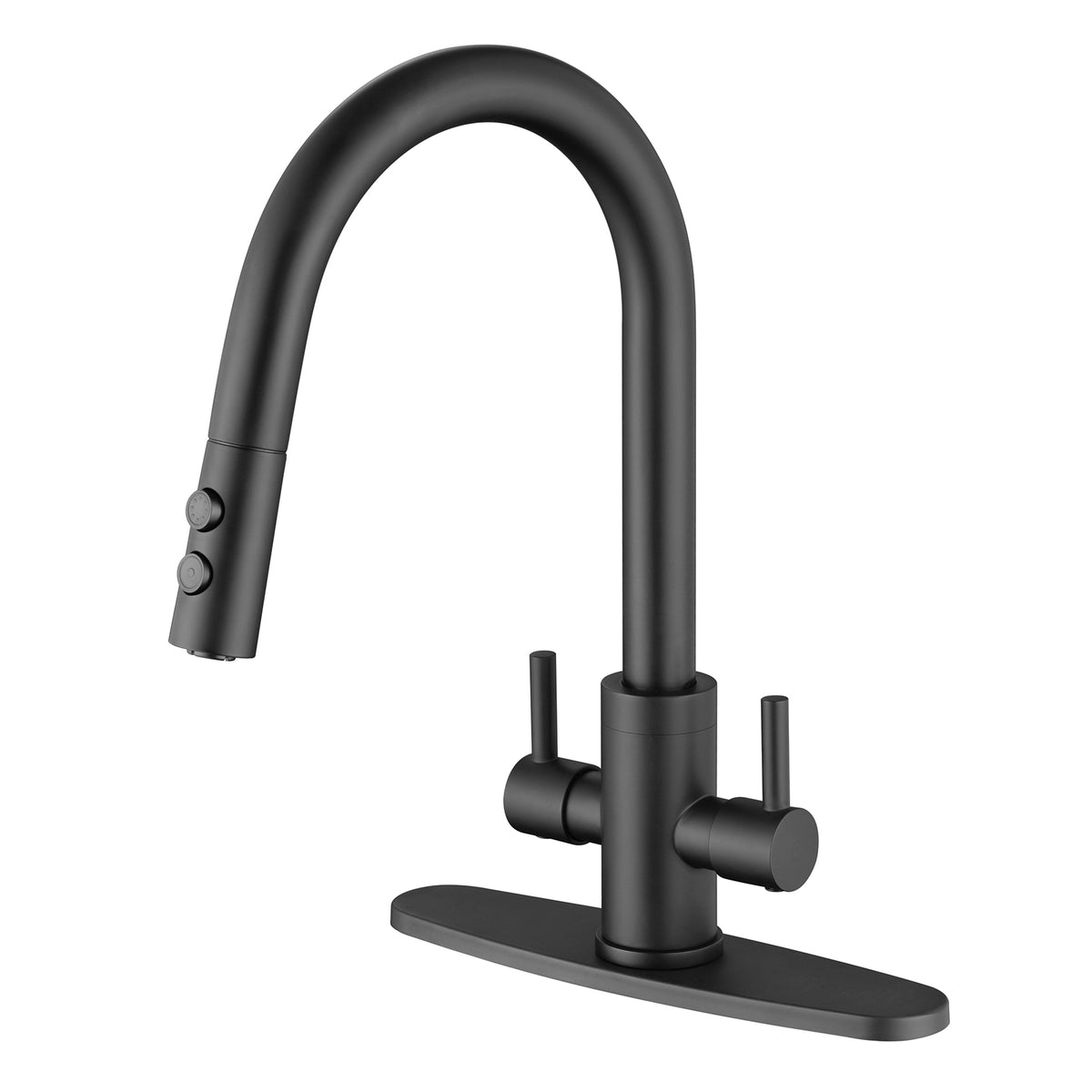 Kitchen Faucet, Two Handles Sink Faucet with Sprayer, Stainless Steel, Brushed Nickel, PB1045